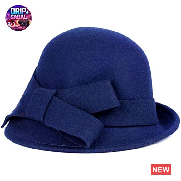 Wool Felt Bucket Hat with Feather and Mesh Fascinator for Women main image 5